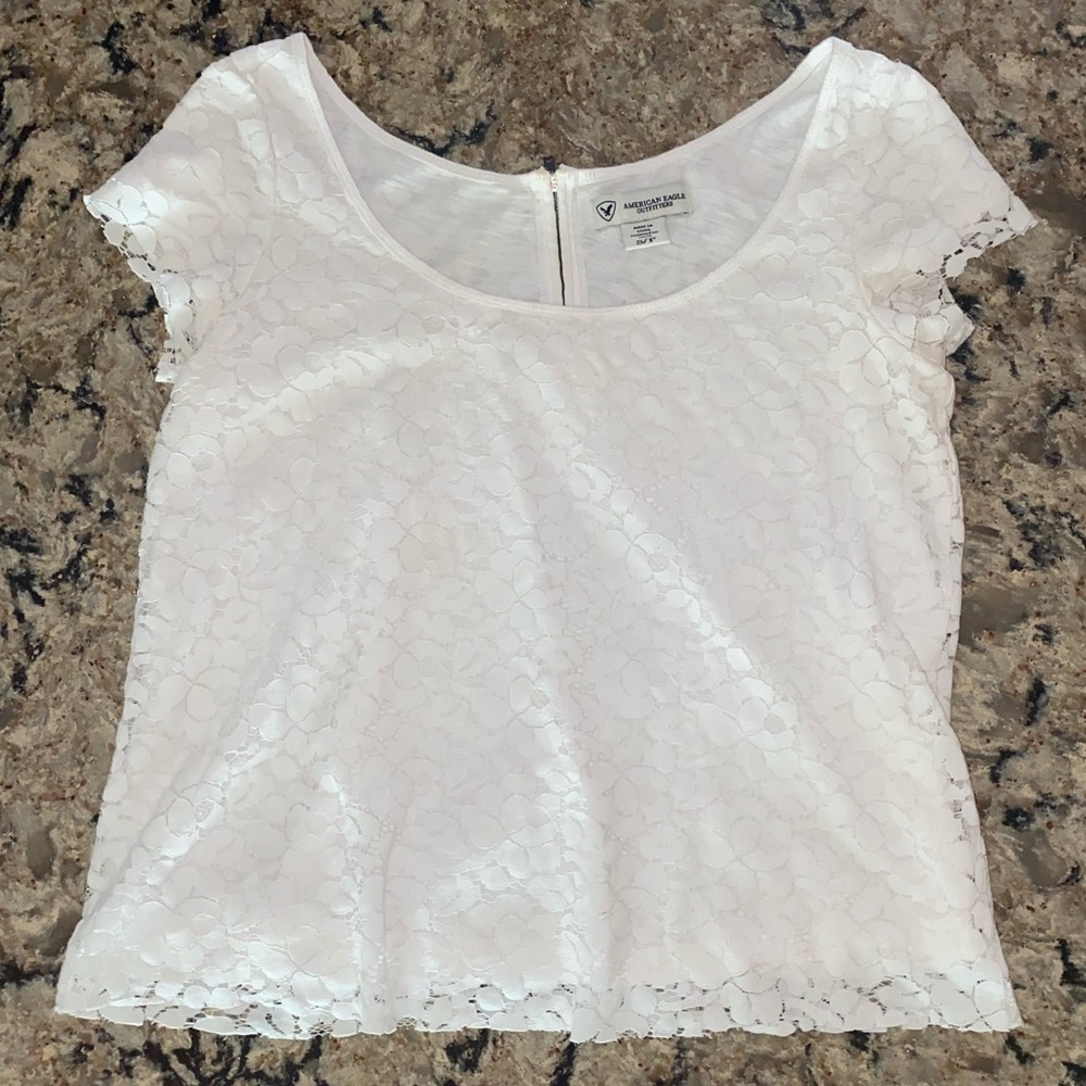 American Eagle White Lace Top